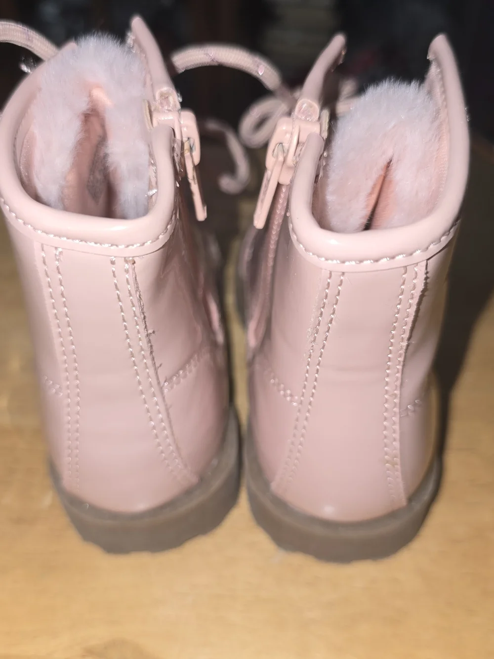 Wonder Nation Kids Size 8 Pink Unicorn Combat Boots Faux Leather Side Zip Girls
